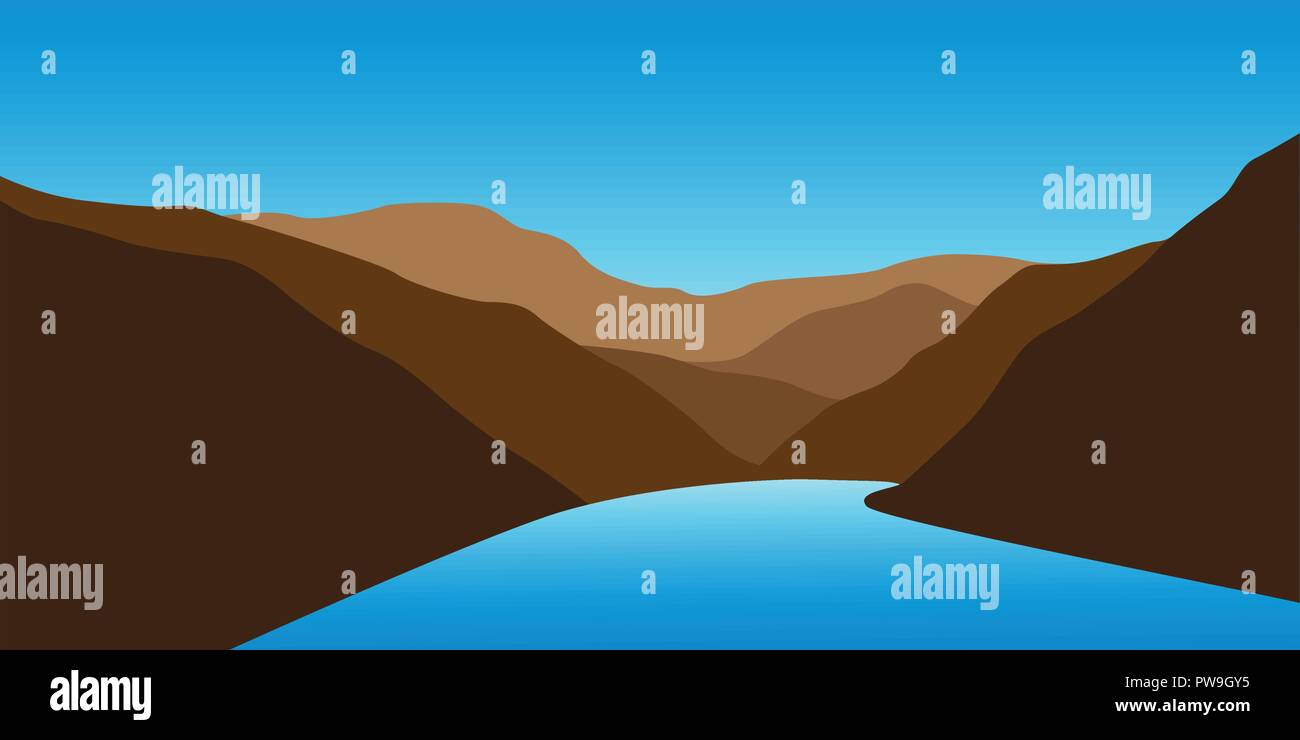 blue creek between mountains landscape vector illustration EPS10 Stock Vector