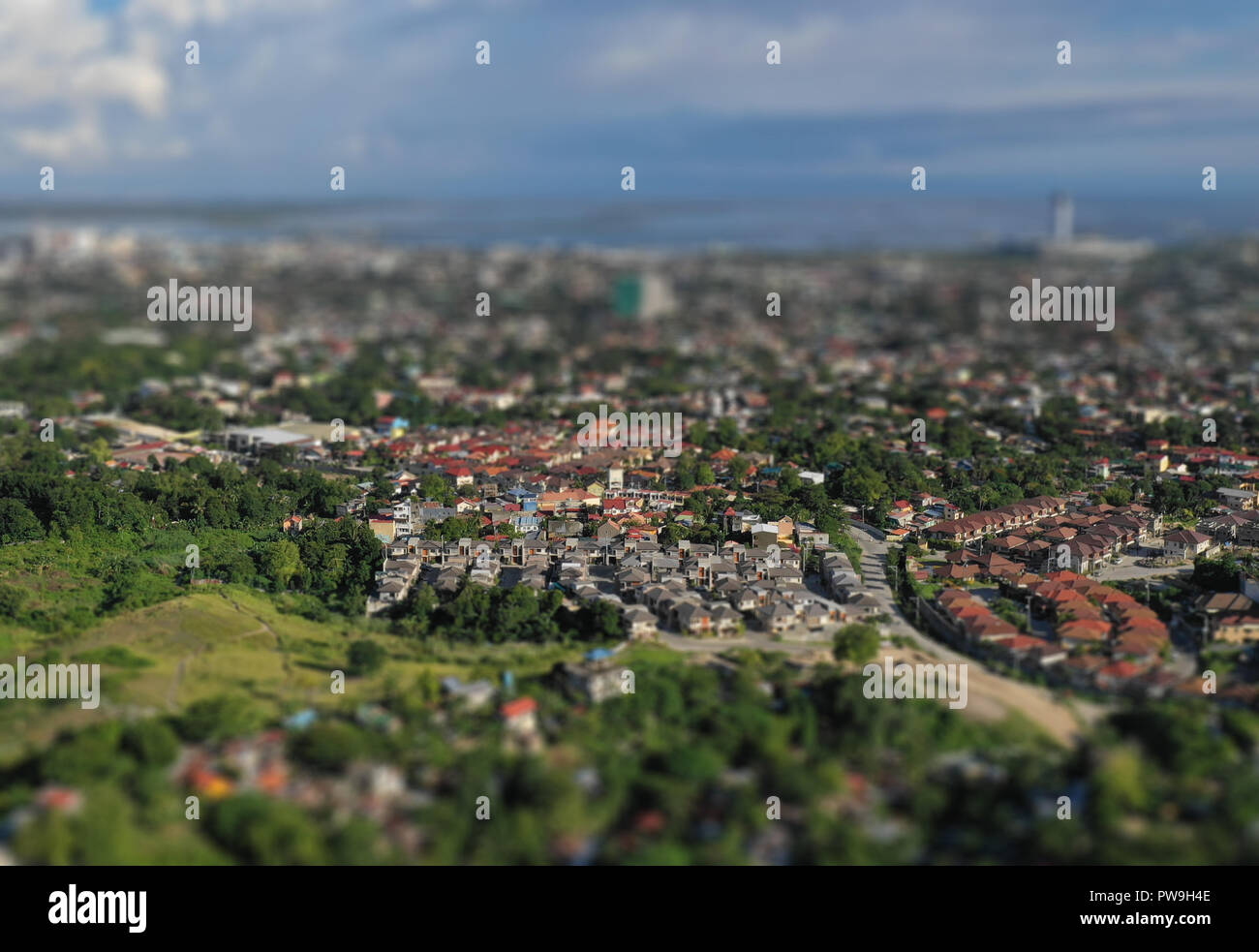 Tilt shift perspective image Cebu City,Philippines Stock Photo
