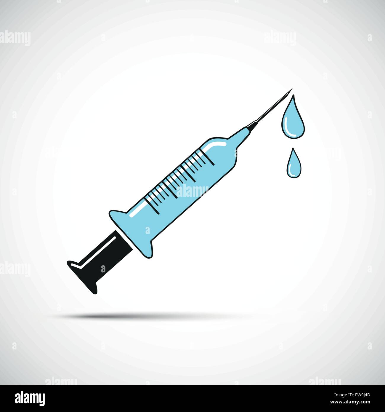 blue syringe for injection with needle icon vector illustration EPS10 Stock Vector