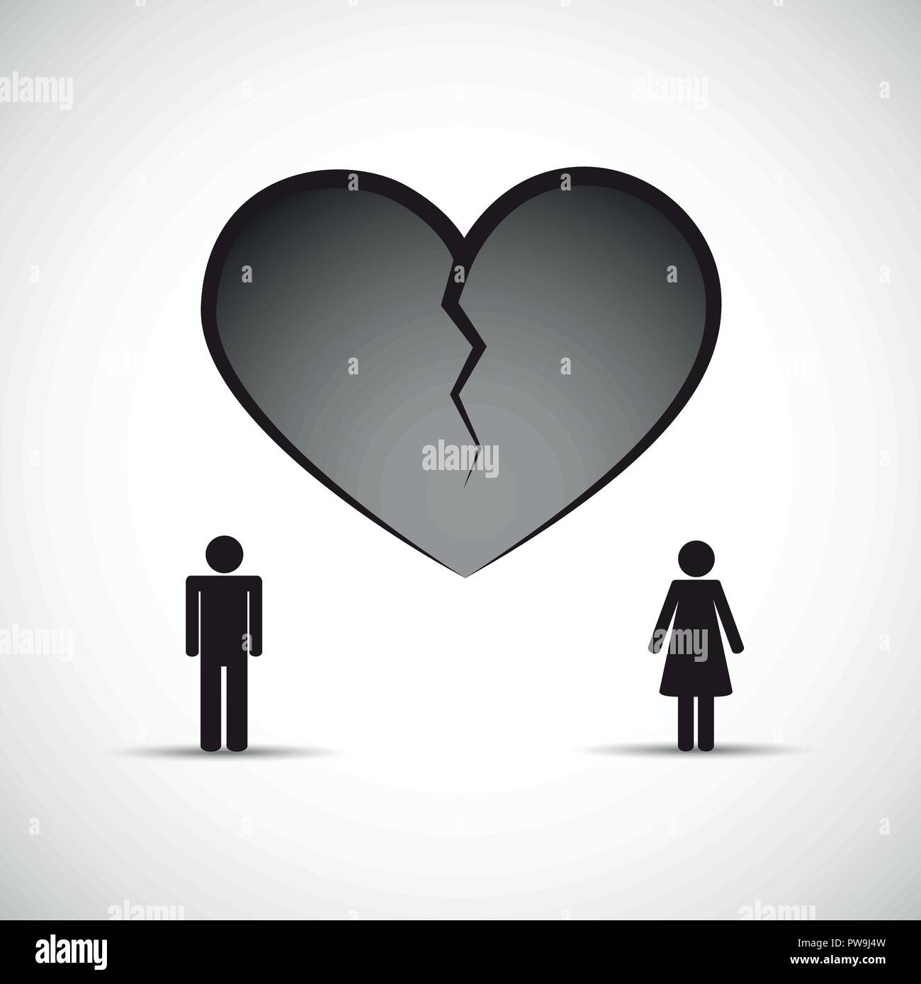divorce heartache concept broken heart with man and woman vector illustration EPS10 Stock Vector