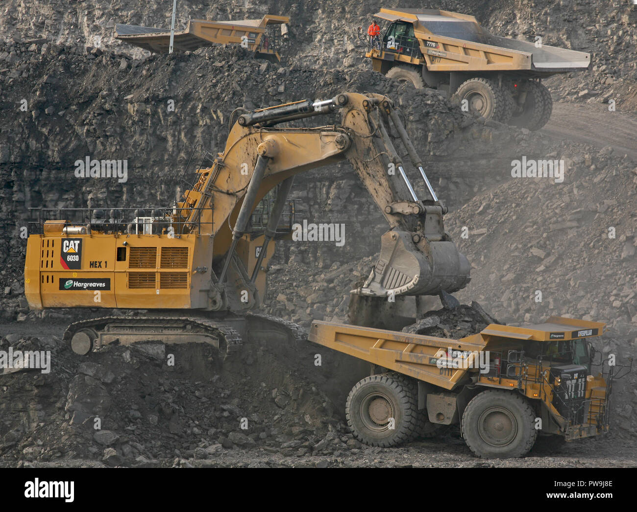 A Caterpillar 6030 range of hydraulic face shovels and excavators working  in Tower Colliery, South Wales Stock Photo - Alamy