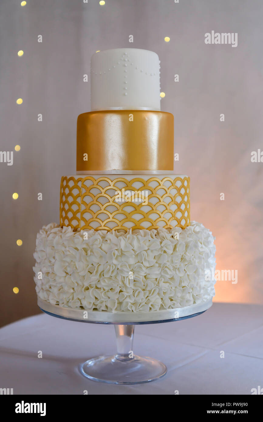 Beautiful Four Tier Wedding Cake Stock Photo 222102748 Alamy
