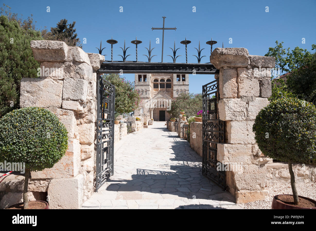 Mount Tabor, the Church of Transfiguration Stock Photo