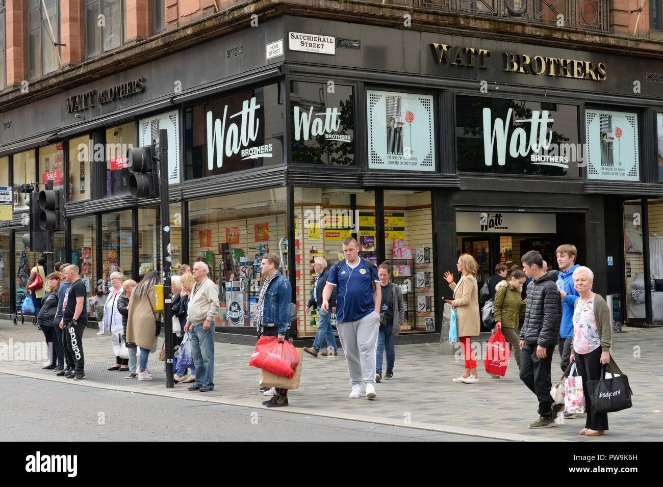 The Watt Brothers store frontage in Glasgow, Scotland, UK Stock Photo