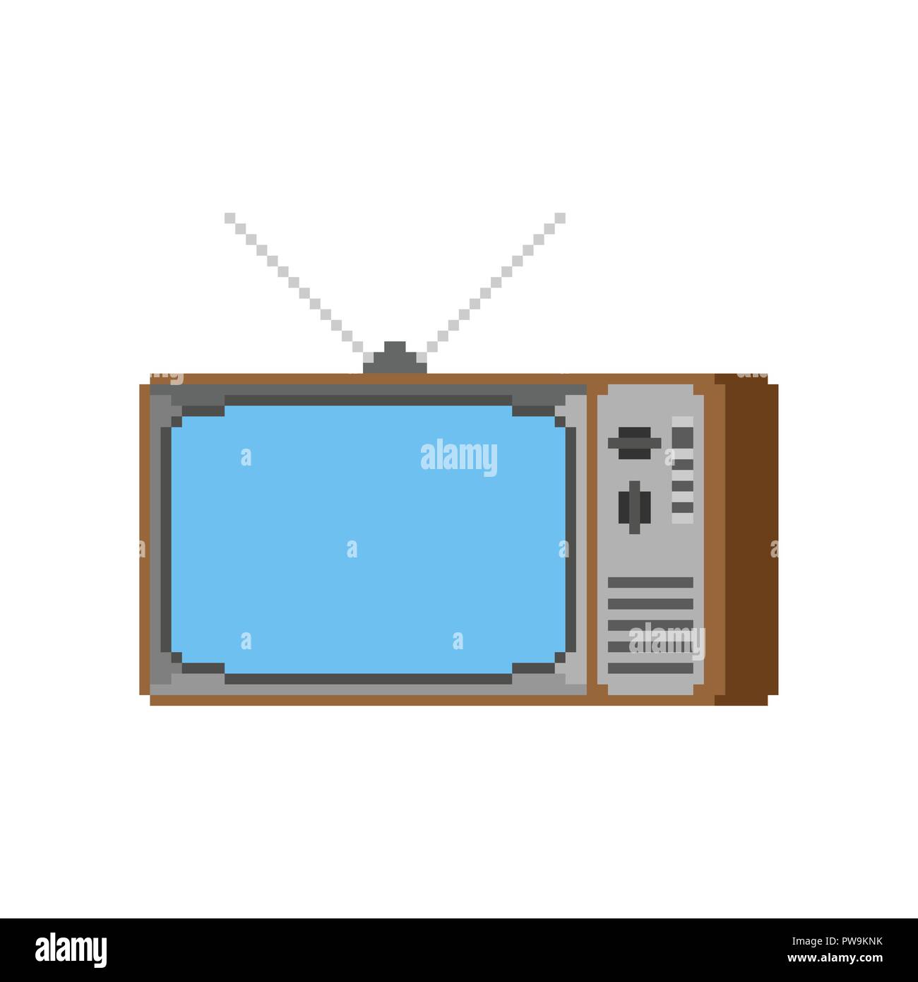 Old Tv Pixel Art 8 Bit Television Retro Vector Illustration
