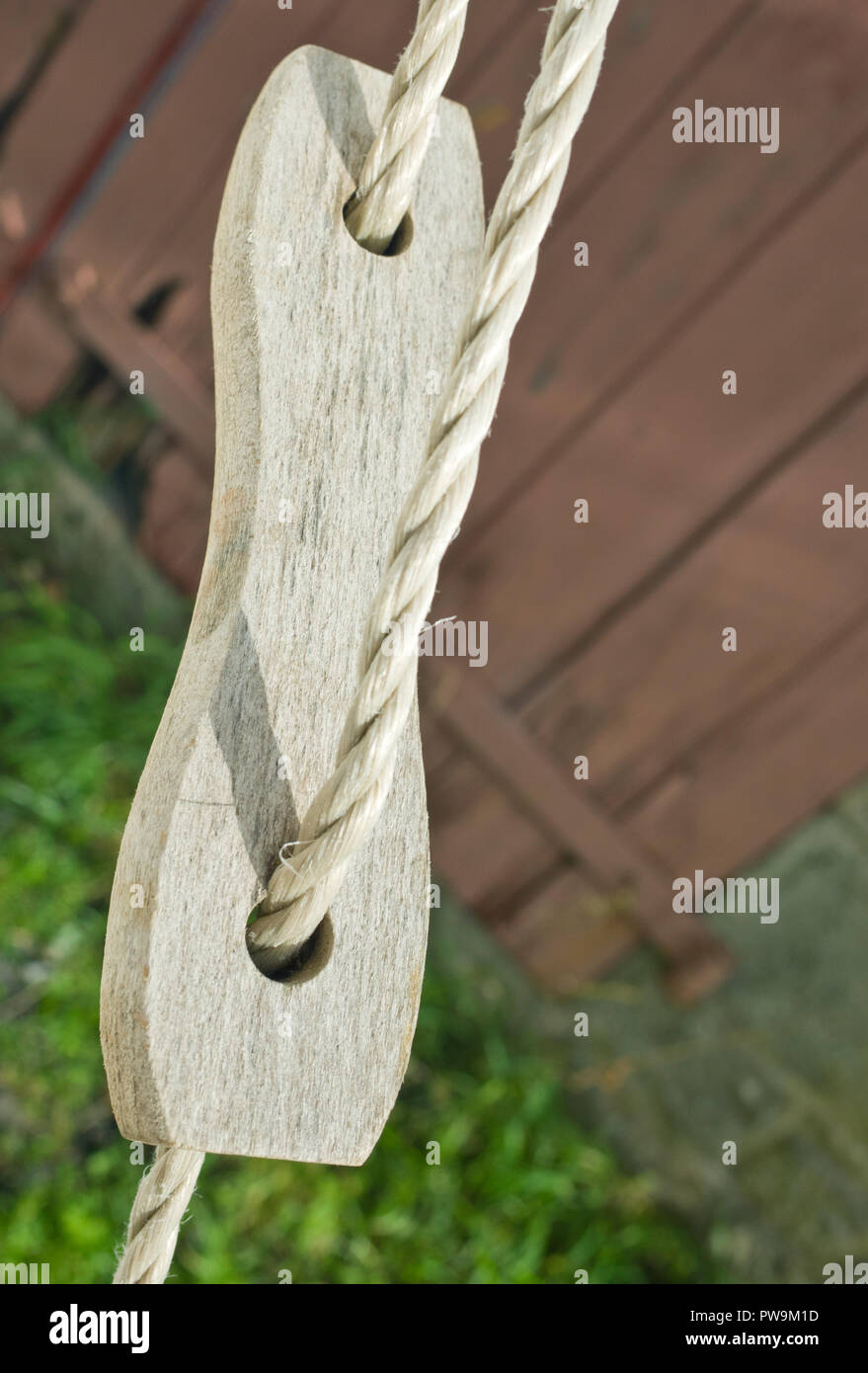 Traditional Wooden Tent Guy Rope Tensioner Wood Texture Stock