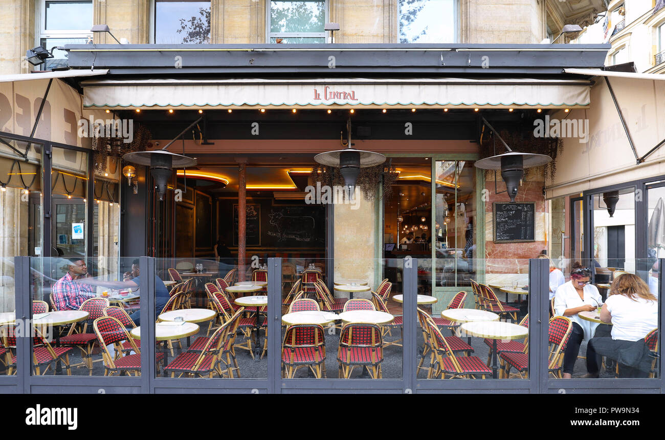 The Traditional French Cafe Le Central Paris France Stock