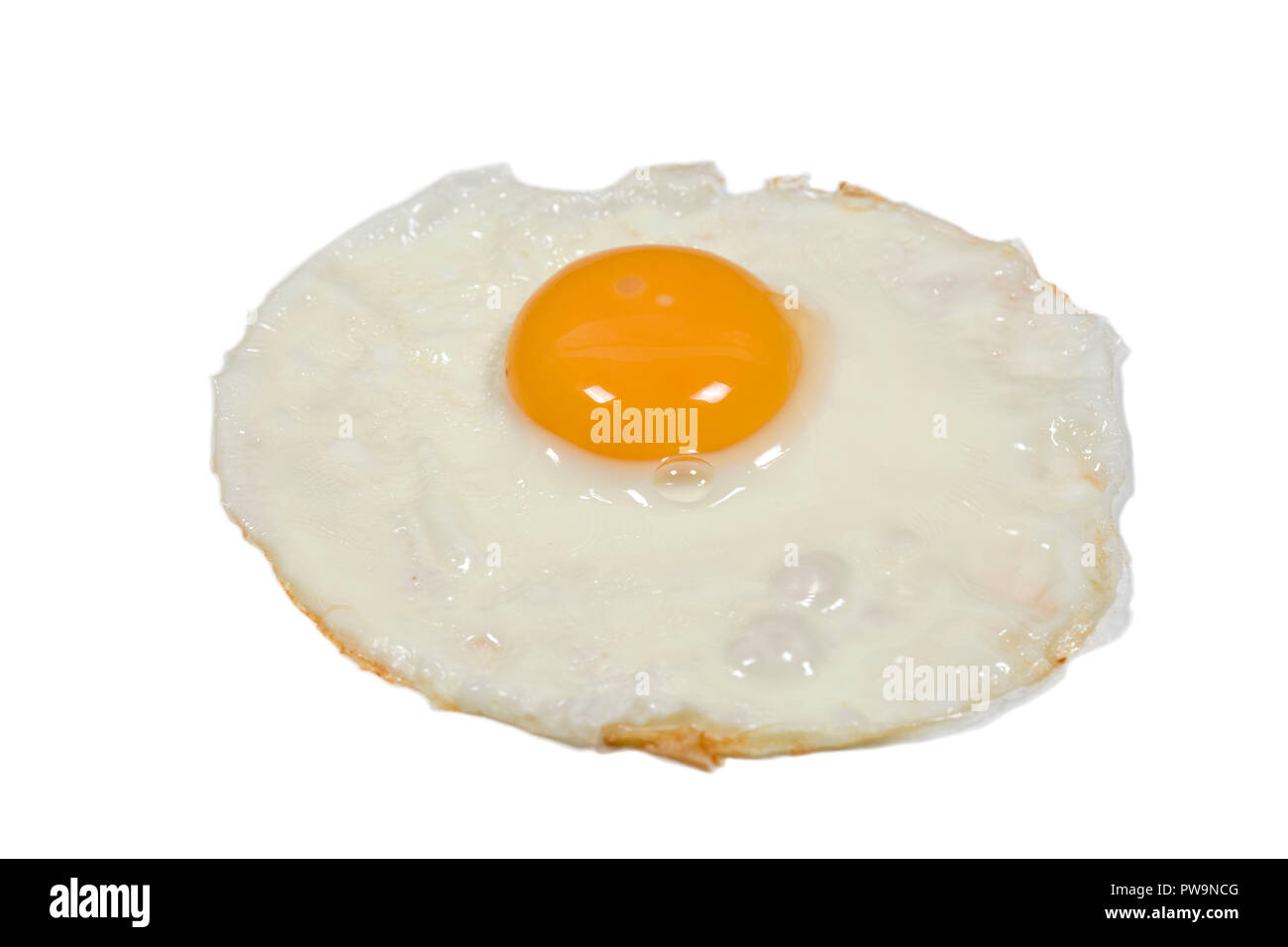 Whole fried egg on isolated white background Stock Photo