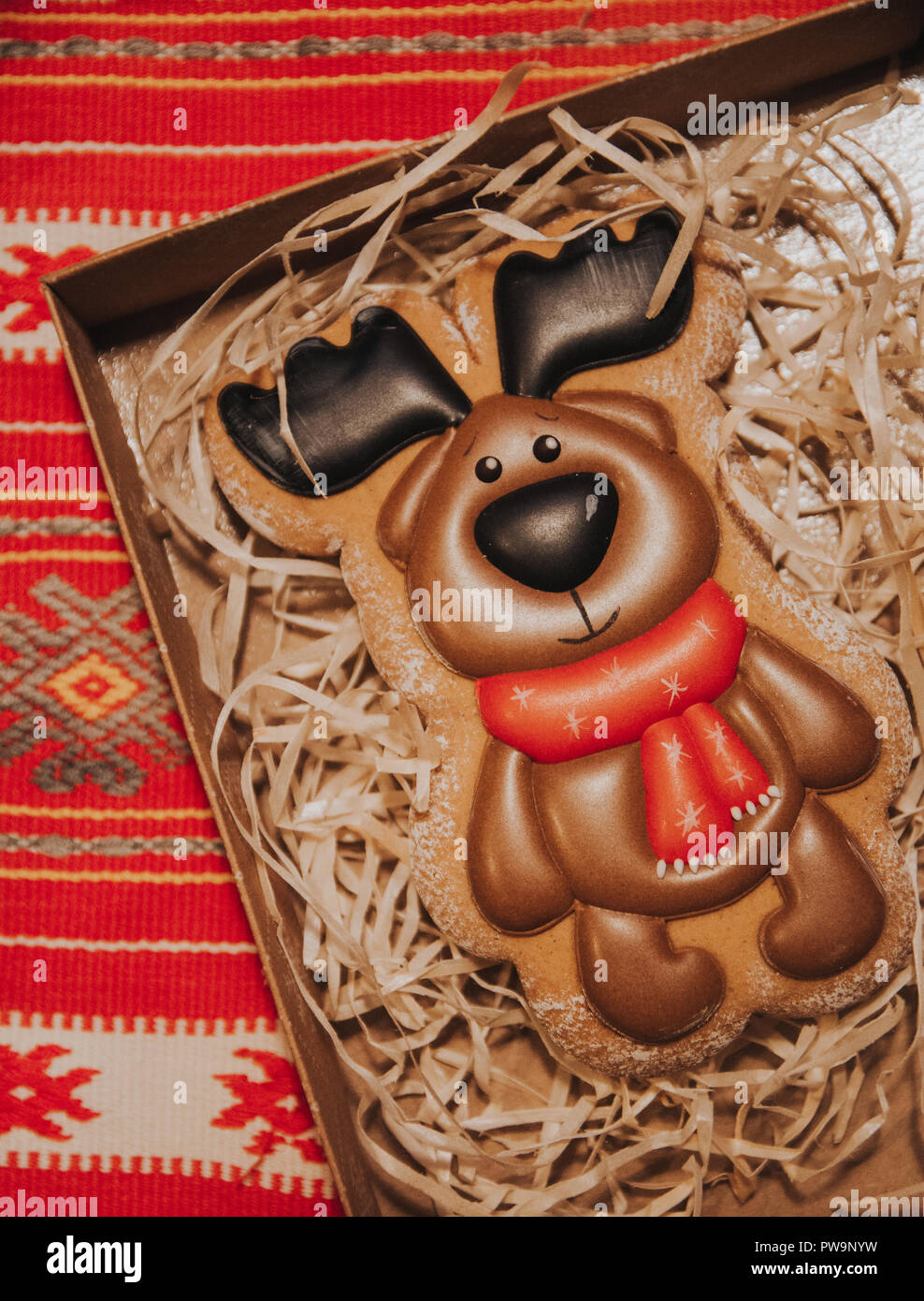 christmas chocolate reindeer pattern Stock Photo