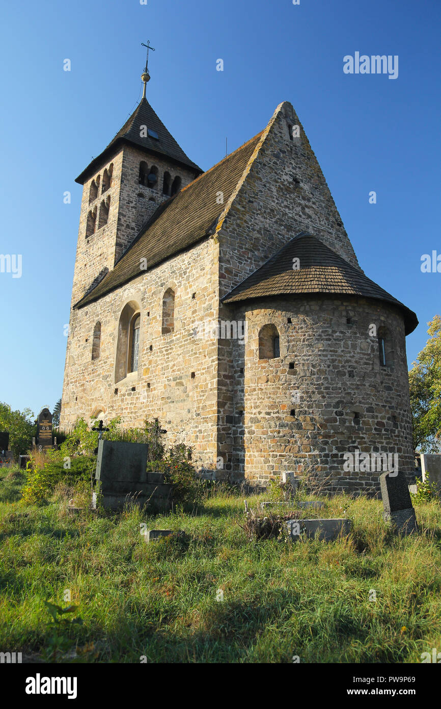 The roman Church of Peter and Paul in Porici, Czech Republic, Bohemia Stock Photo