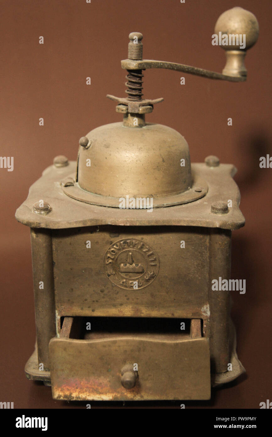 Very old copper coffee grinder Stock Photo Alamy