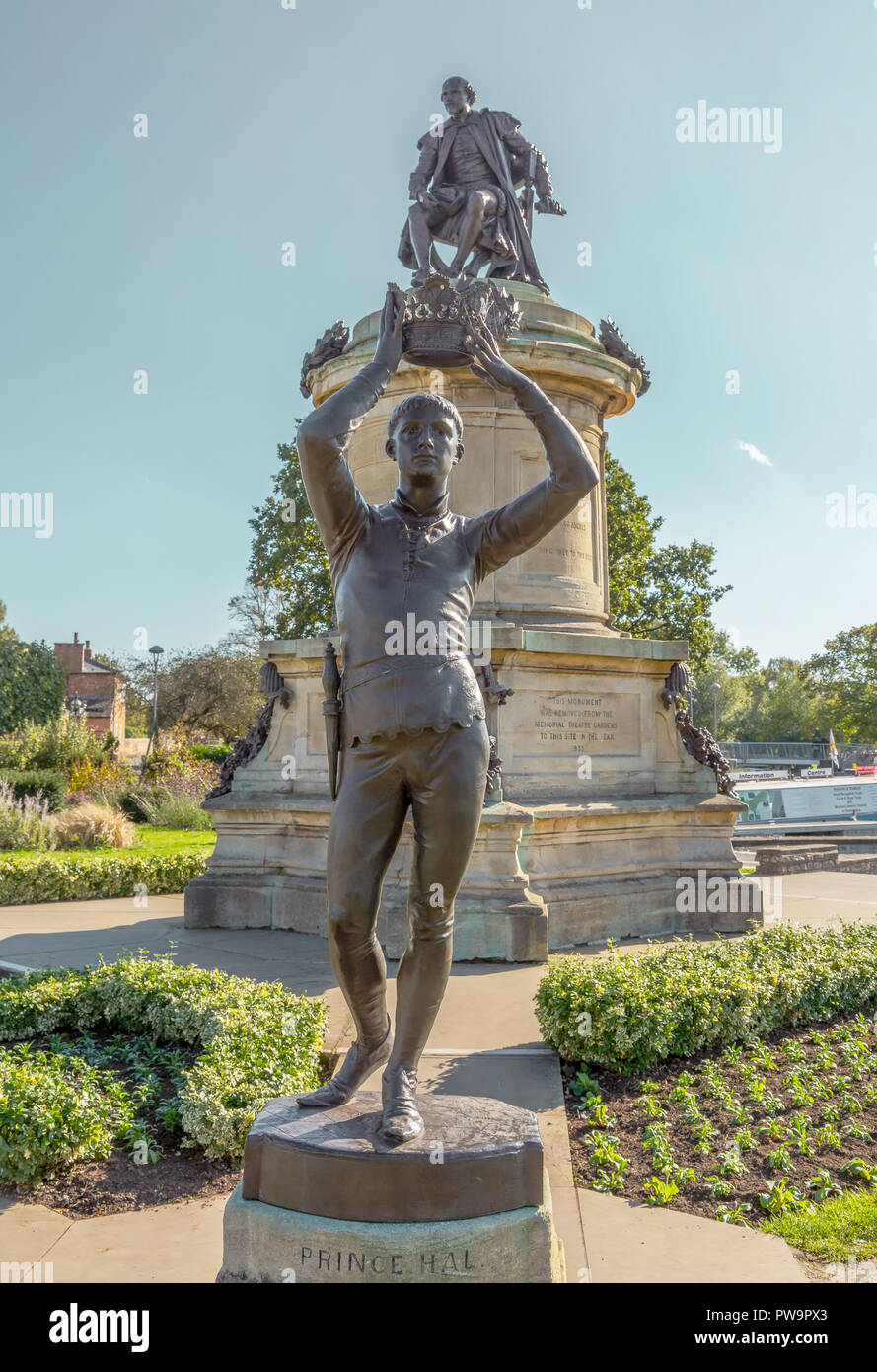 Prince Henry (Hal) statue in Bancroft Gardens, Stratford upon Avon. Stock Photo