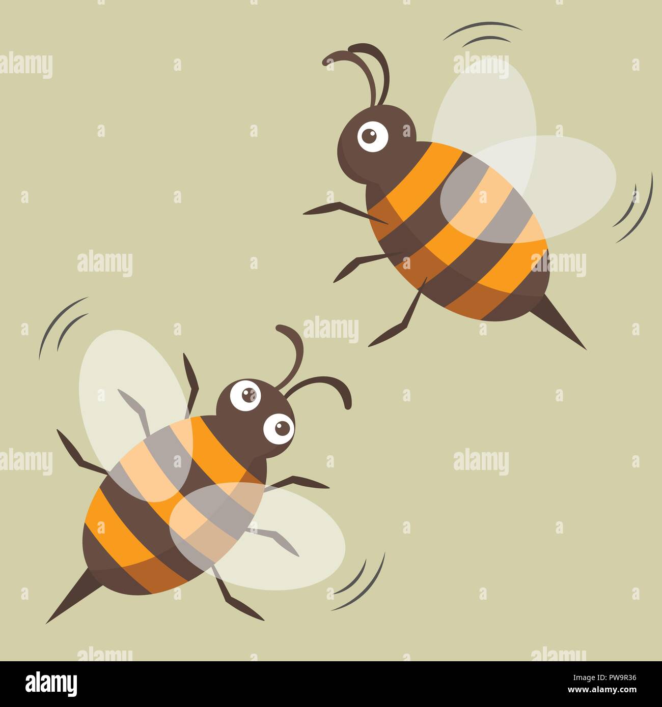 Two bees isolated. Vector picture. Cartoon style Stock Vector