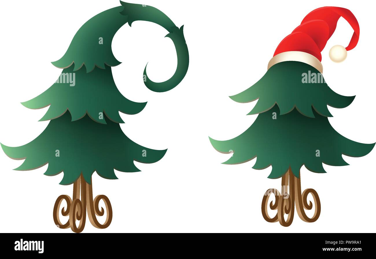 Christmas tree isolated on transparent background. Swedish Gnome style Stock Vector