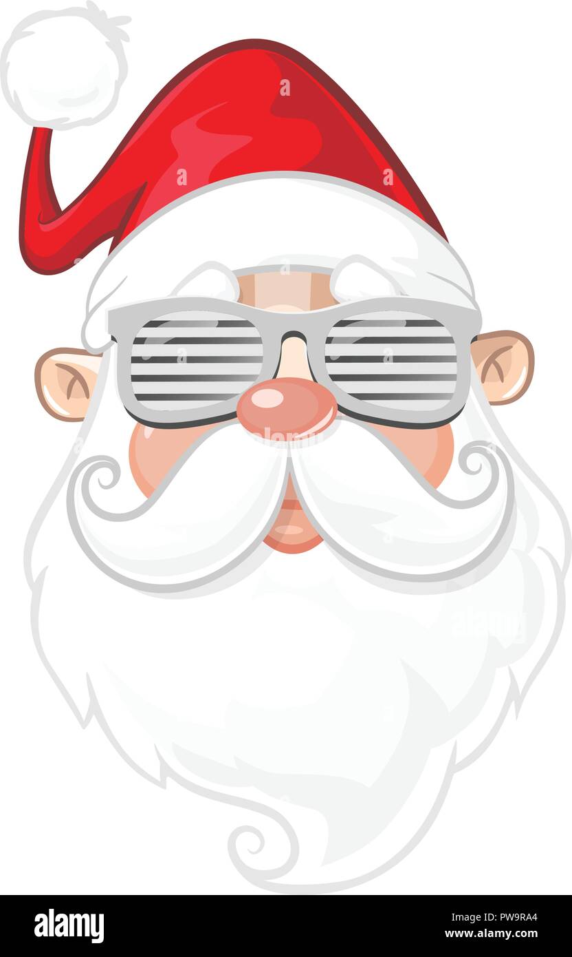 Portrait of cool Santa Claus with sunglasses - cartoon style Stock Vector