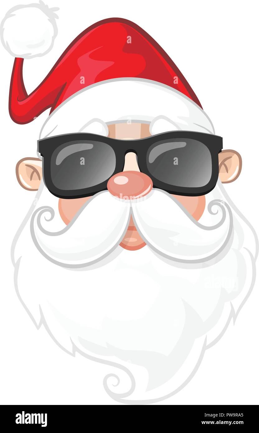 Portrait of Santa Claus with sunglasses - cartoon style Stock Vector