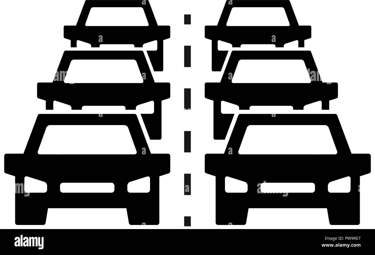 Car traffic jam vector icon, symbol and sign illustration on white background. Stock Vector