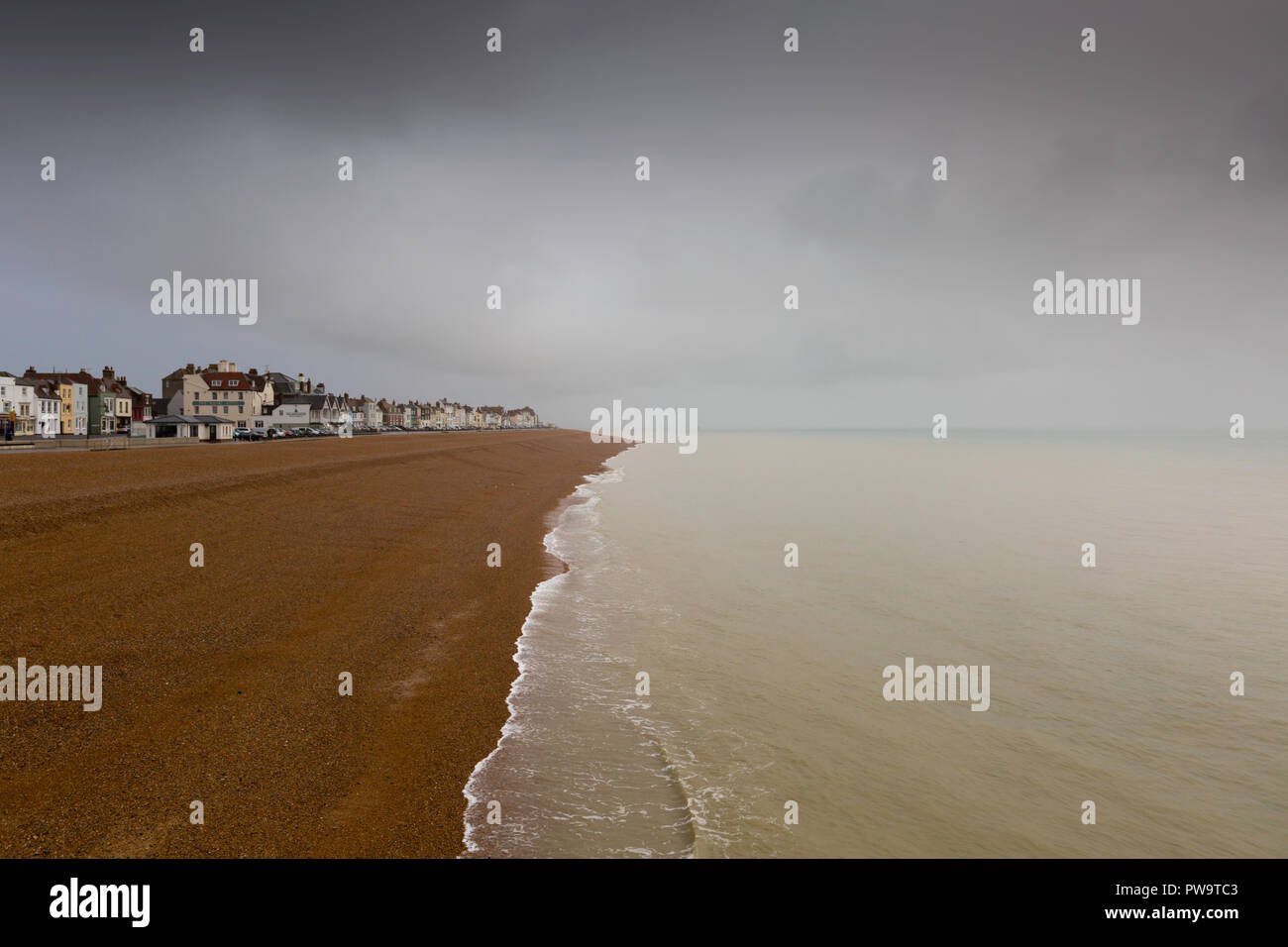 View from Deal Pier, Kent, UK during a murky October late afternoon. Stock Photo