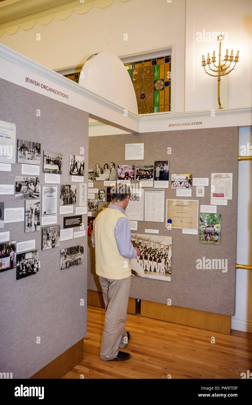 Miami Beach Florida,Jewish Museum of Florida,man men male adult adults,exhibit exhibition collection display sale education,heritage,photographs,histo Stock Photo