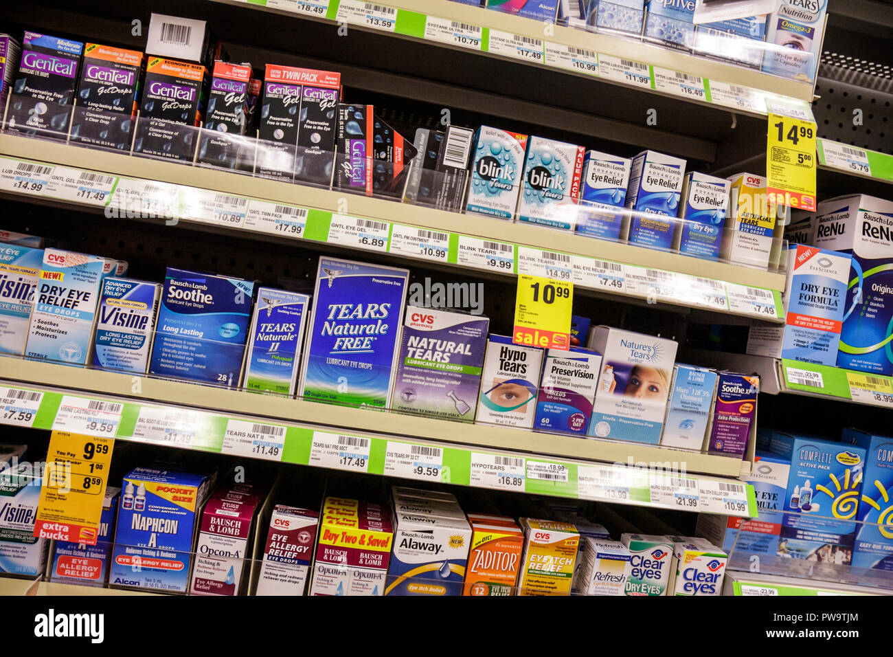 Miami Beach Florida,5th Fifth Street,CVS Pharmacy,drug store,chain,shelf shelves shelving,product products display sale,product,products,merchandise,p Stock Photo