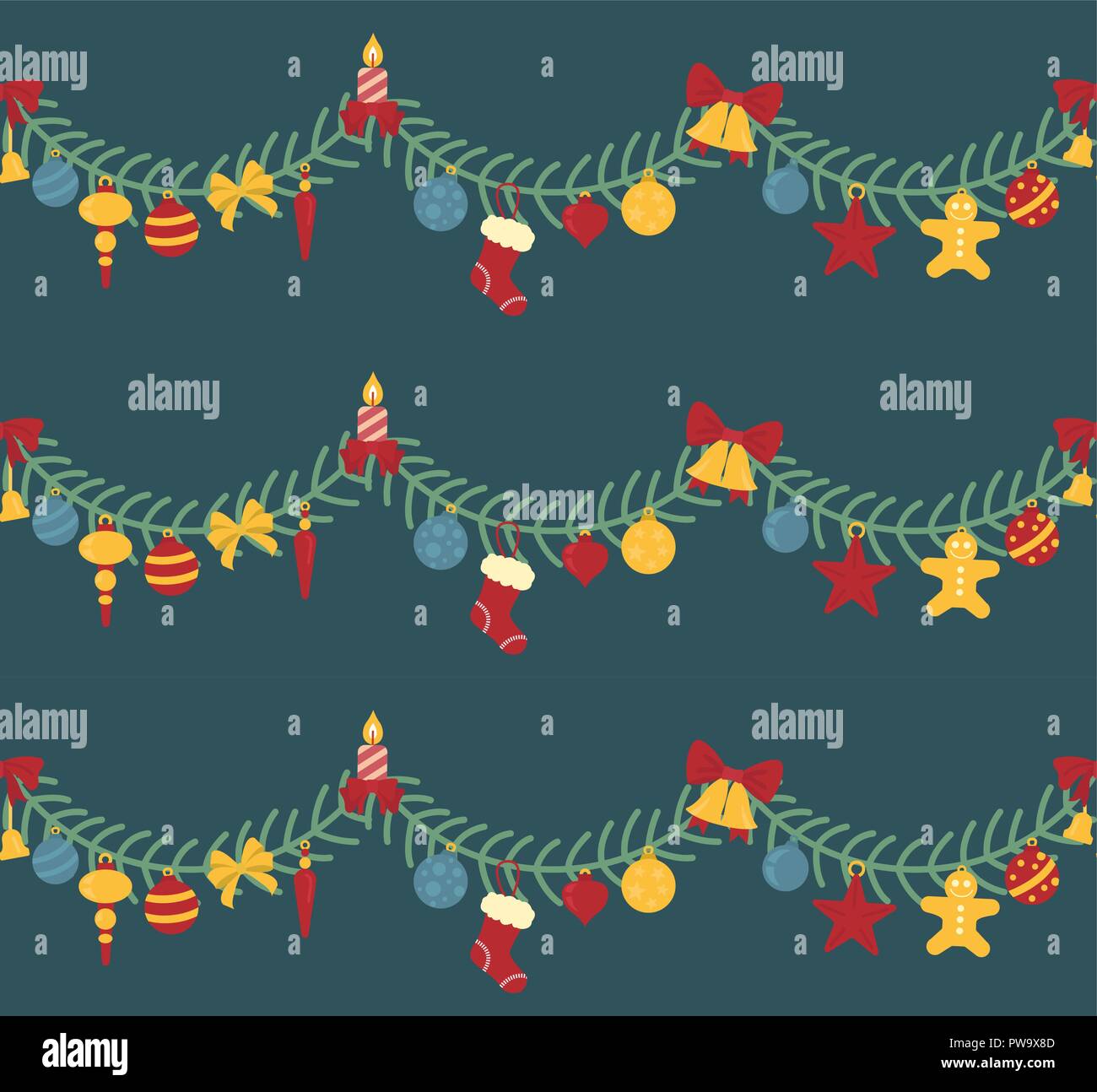 Christmas light garlands set. Colour isolated design seamless pattern ...