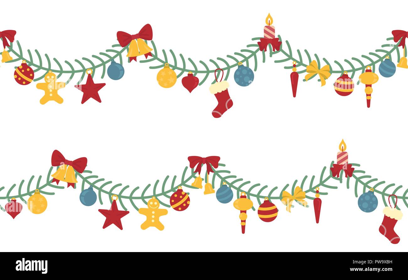 Christmas light garlands set. Colour isolated design seamless pattern ...