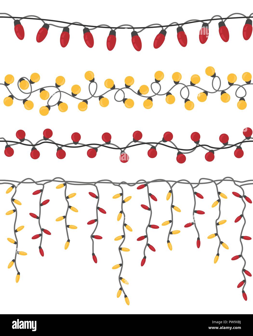 Christmas light garlands set. Colour isolated design seamless pattern ...