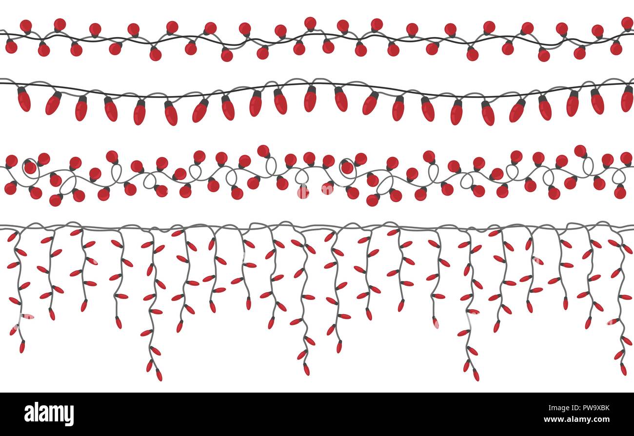 Christmas light garlands set. Colour isolated design seamless pattern ...