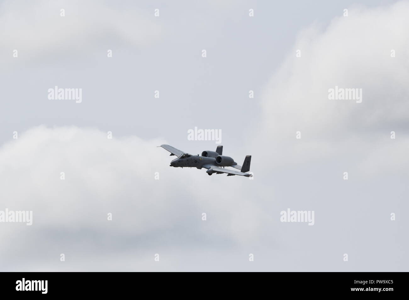 The Fairchild Republic A-10 Thunderbolt II 'Warthog' is a ground attack aircraft of the US Air Force and Air National Guard. Stock Photo
