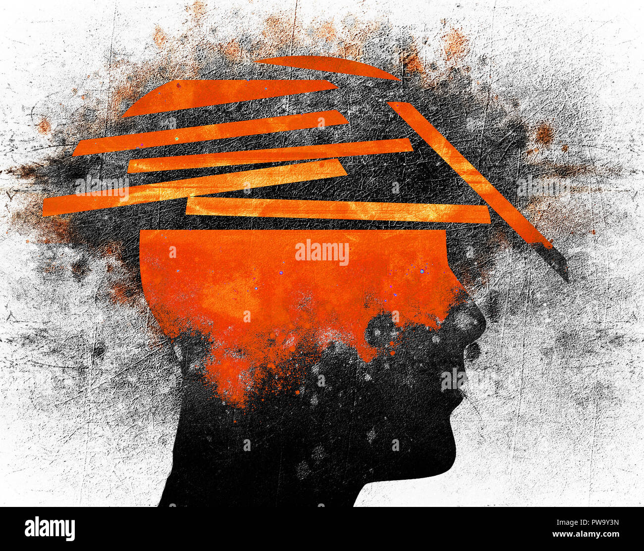 broken human head conceptual digital illustration Stock Photo