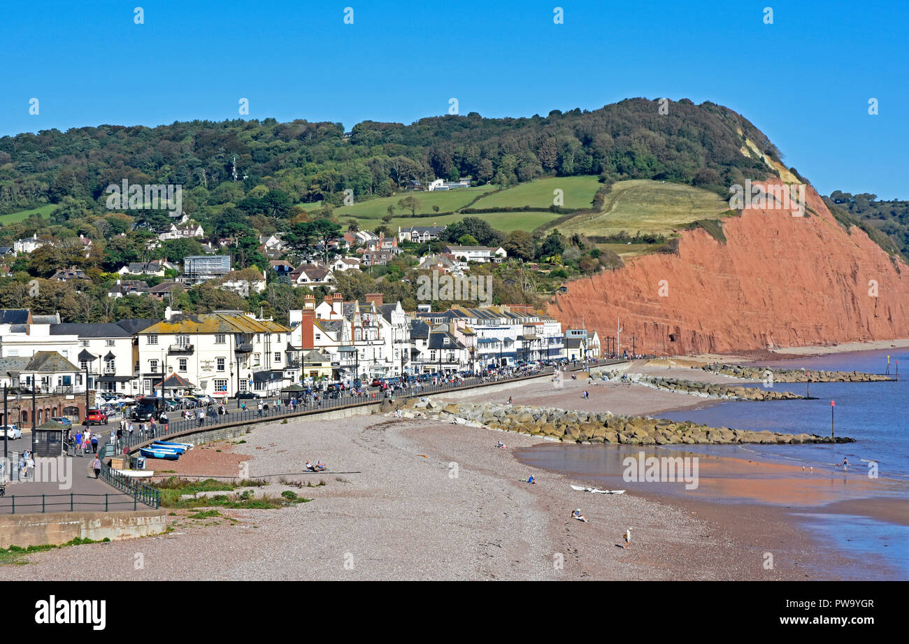 Devon - Sidmouth - view of the town and coastline Stock Photo