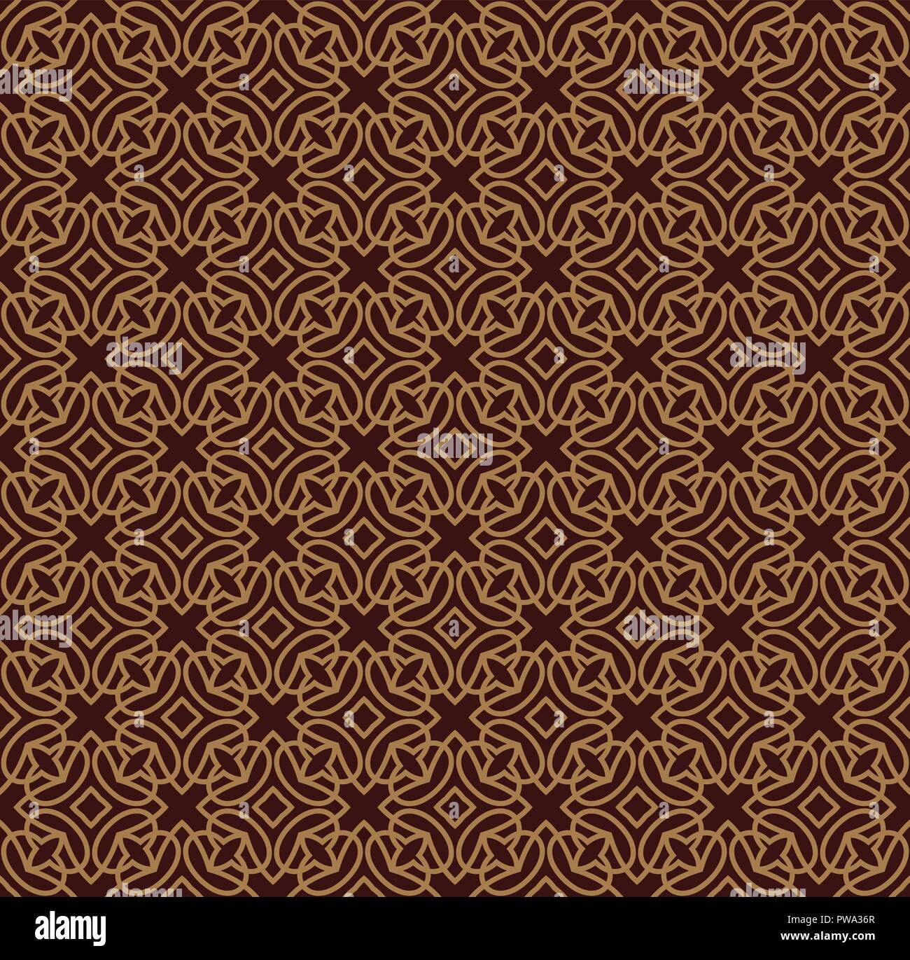 Seamless linear pattern with crossing curved lines and scrolls ornament background. Stock Vector
