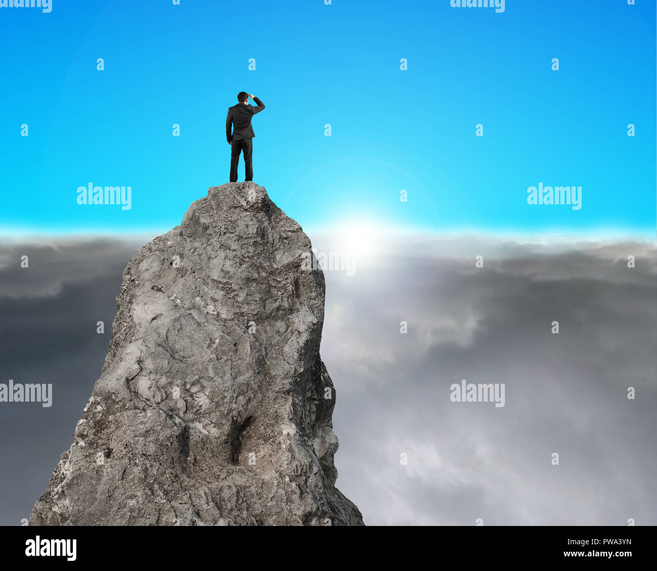 Businessman standing mountain top hi-res stock photography and images ...