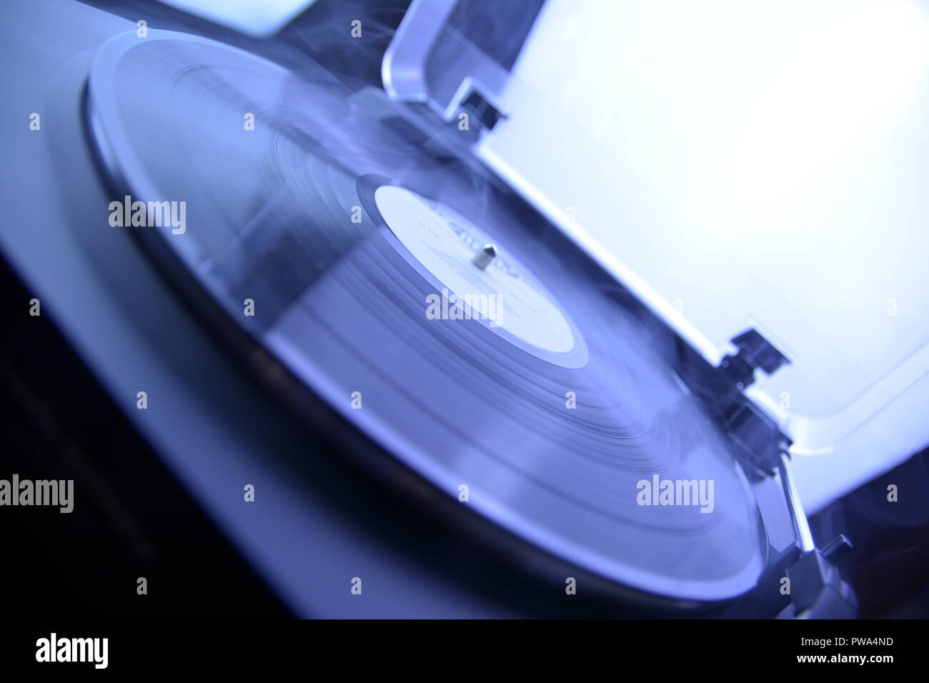 Turntable vinyl record player is playing music Stock Photo - Alamy