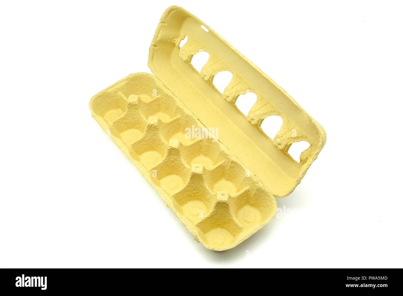 empty eggs box on white fund Stock Photo Alamy