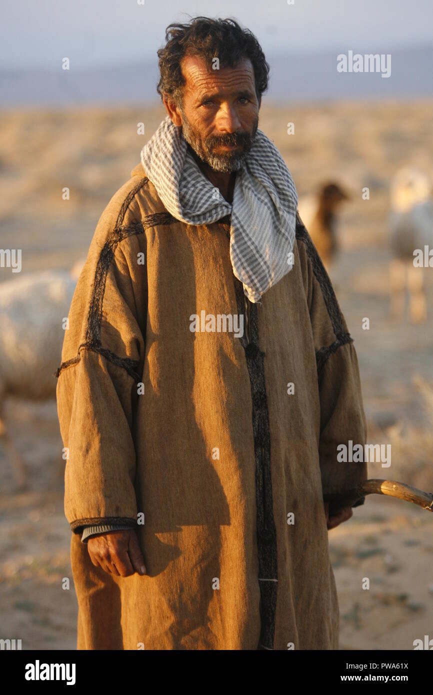 Bedouin in Sahara desert in Tunisia, Africa. Stock Photo