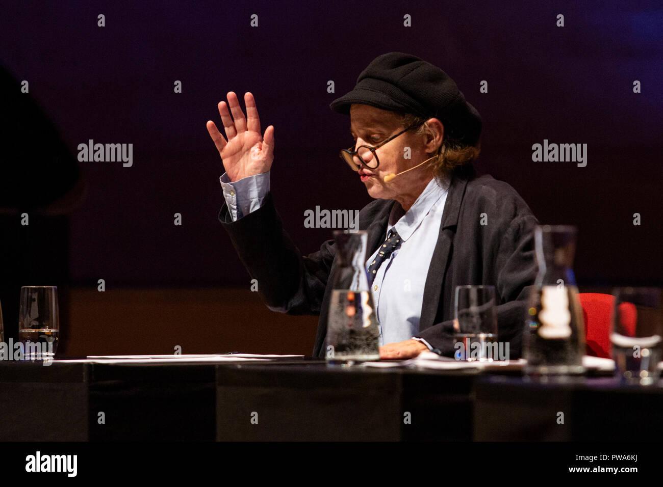 Essen, Germany. 10 October 2018. Three generations of the Thalbach Family, Katharina Thalbach, Nellie Thalbach and Anna Thalbach in a reading about 'families'. The second lit.RUHR literature festival takes place from 9 to 14 October 2018 with more than 80 events in the Ruhr Area. Stock Photo