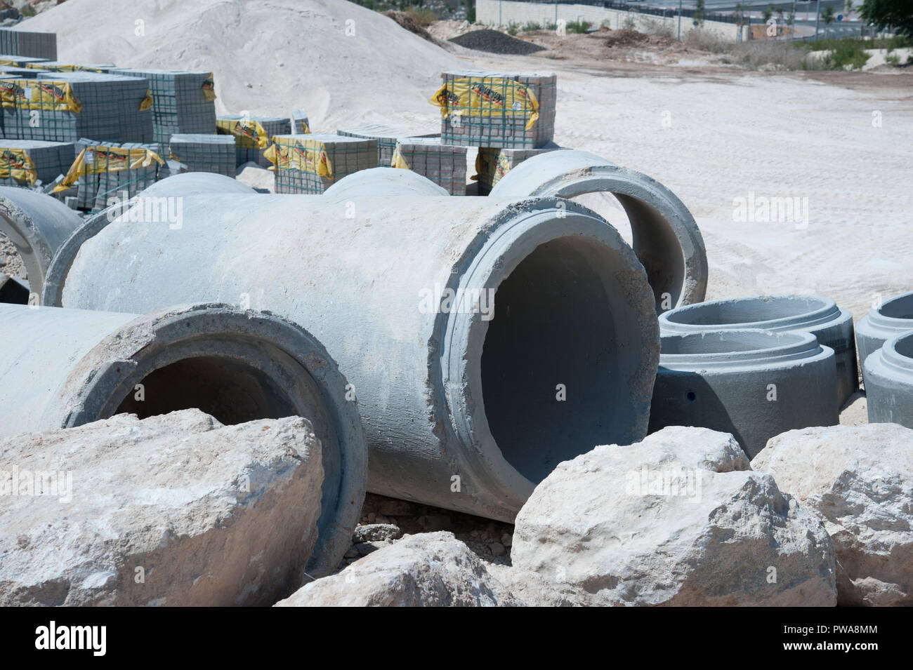 new concrete pipe, drain Stock Photo Alamy