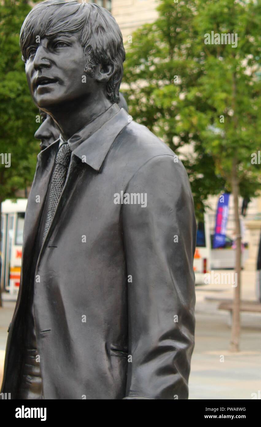 Statue of John Lennon in Liverpool City Centre Albert Dock Stock Photo