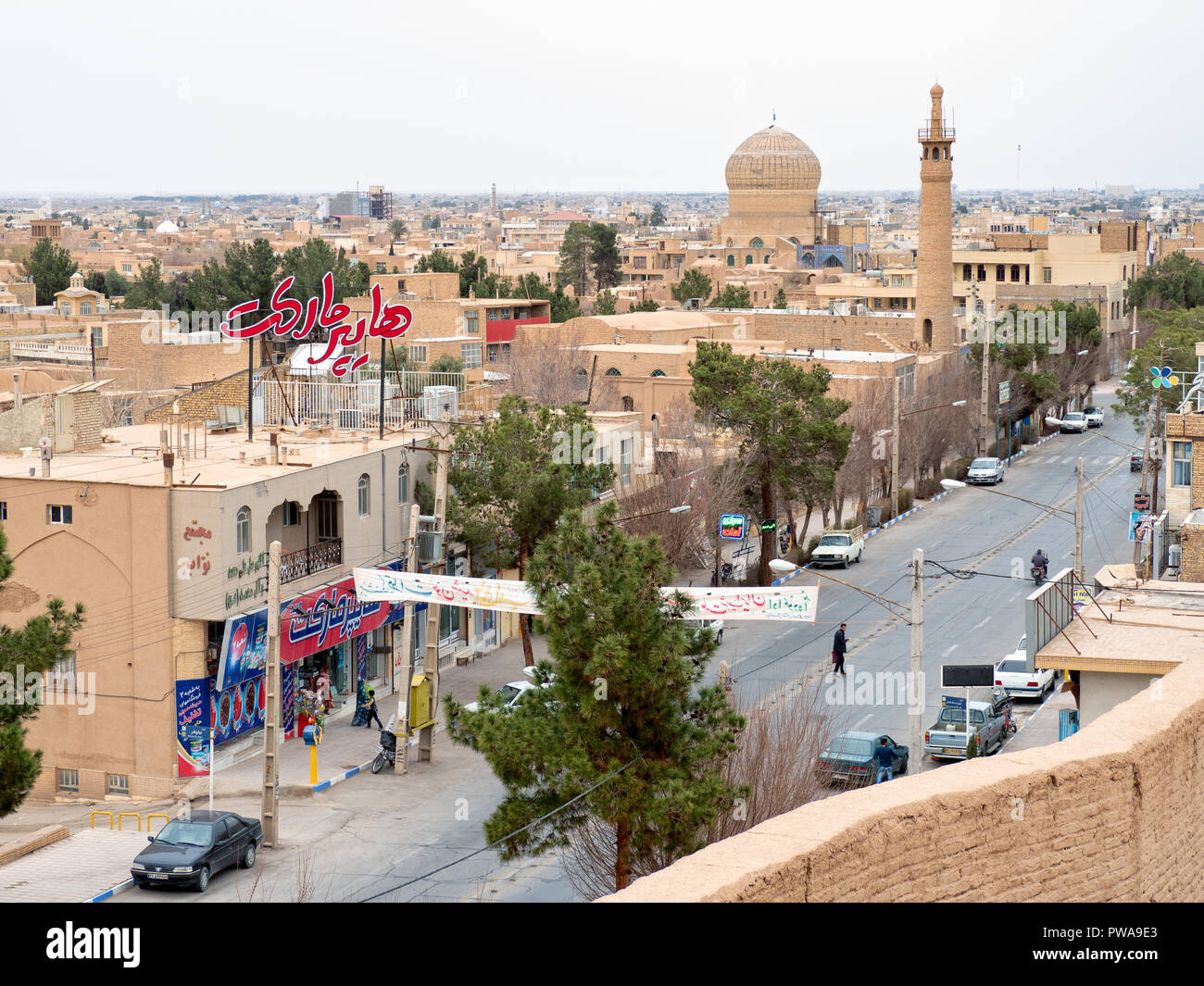 Top view of Meybod, a major desert city in Yazd Province, Iran Stock Photo