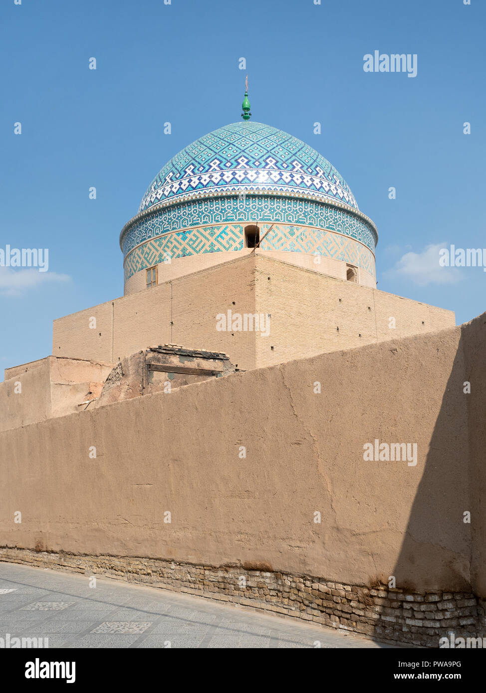 Mausoleum of Bogheh-ye Sayyed Roknaddin in Yazd, Iran. Stock Photo