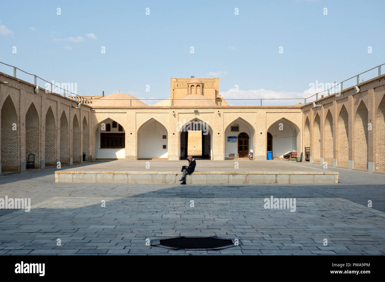 Jameh mosque courtyard, Yazd, Iran Stock Photo