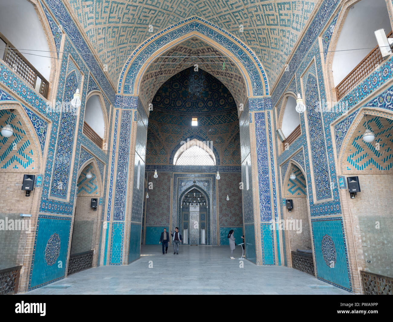 Yazd Jameh mosque decorated interior, Iran Stock Photo