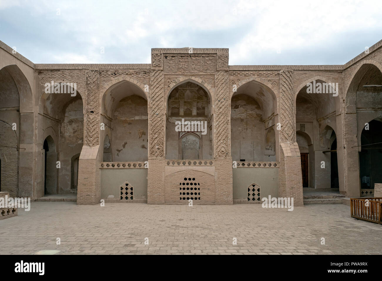 Nain Jameh mosque courtyard (9th century), Iran Stock Photo