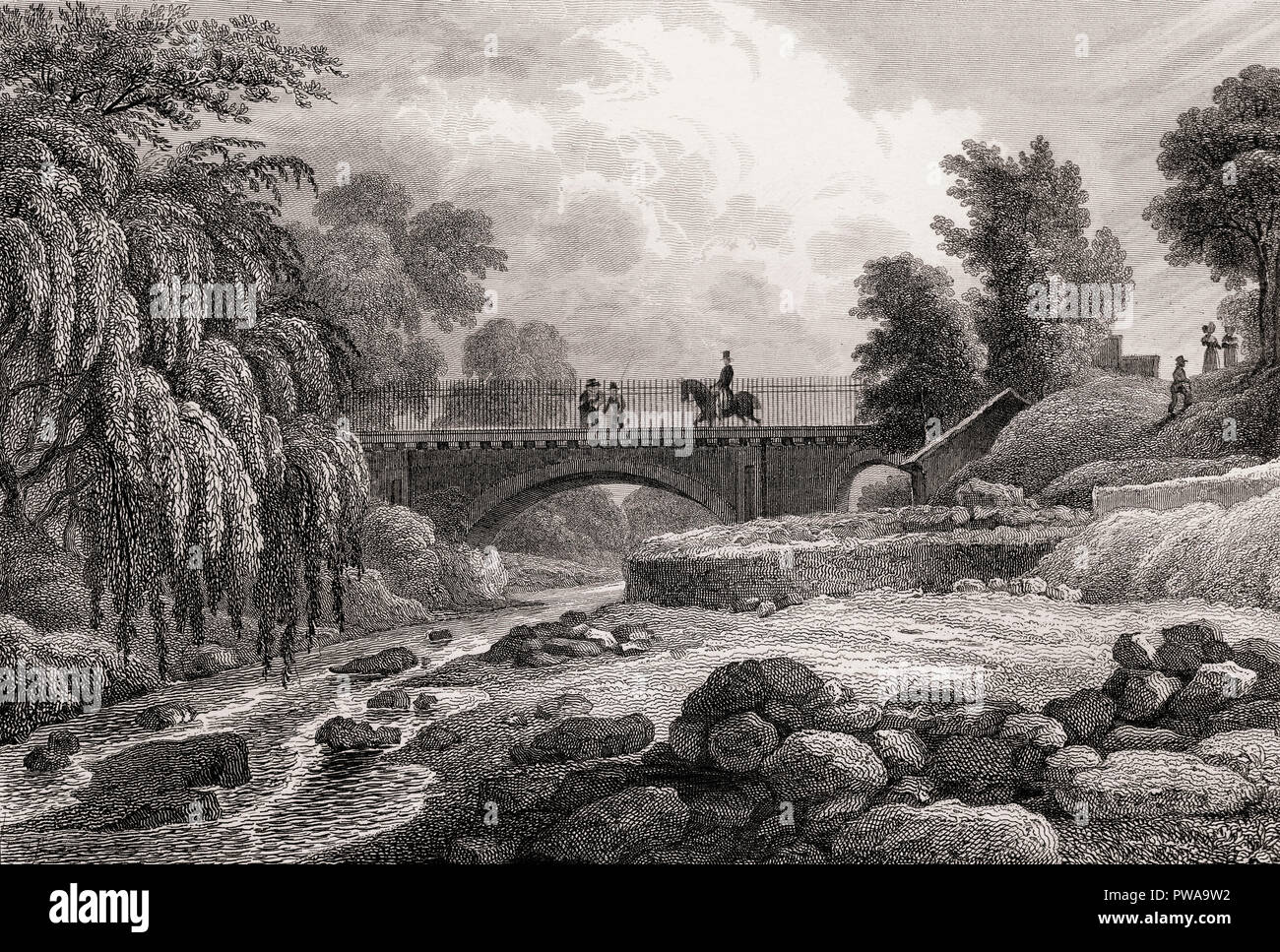 Stock Bridge, Water of Leith, Edinburgh, Scotland, 19th century, from Modern Athens by Th. H. Shepherd Stock Photo