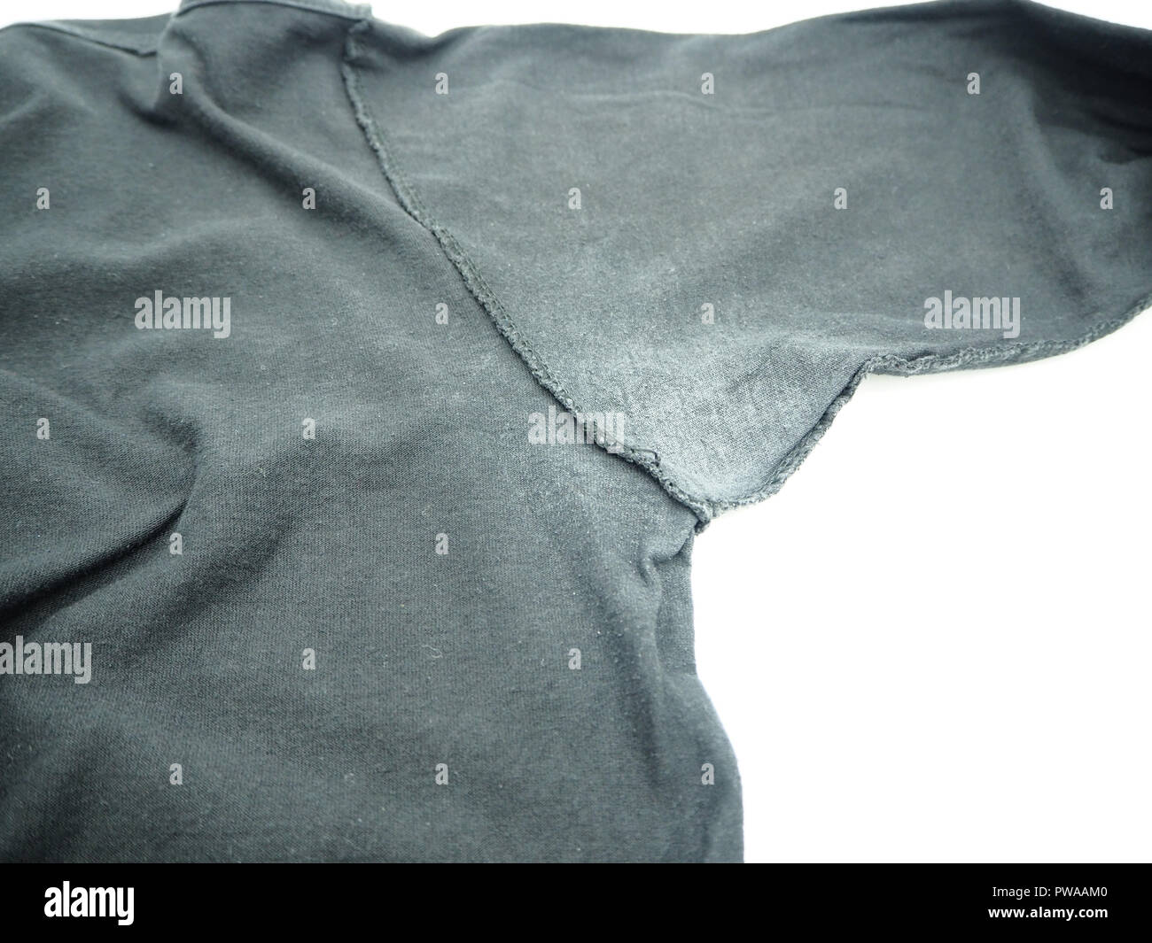 White stain under armpit on Tshirt isolated on white background Stock