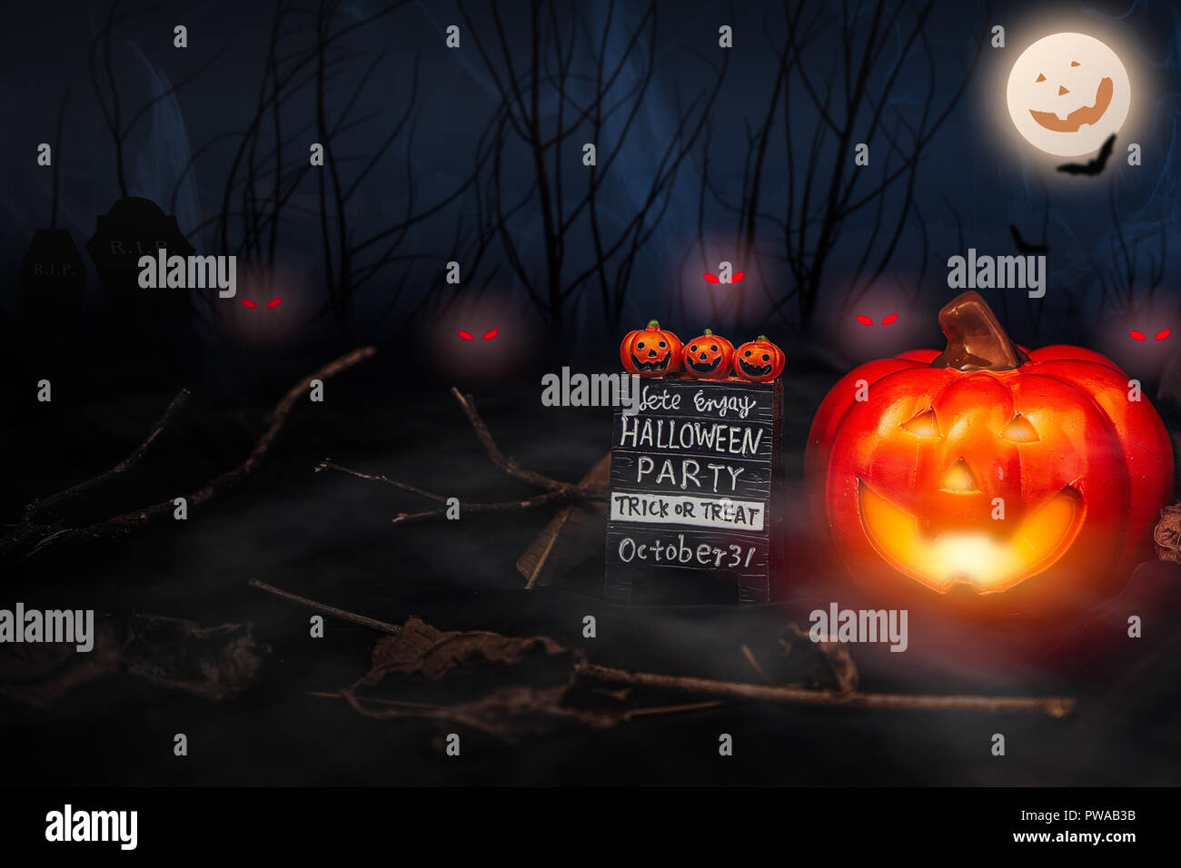 helloween nightmare trick or treat party  ghost pumpkin Stock Photo