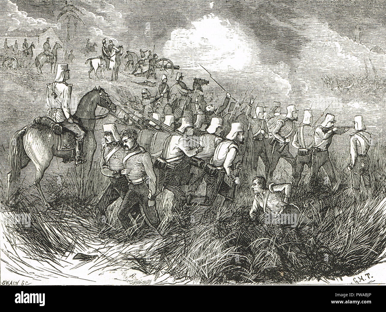The Battle of Ferozeshah, fought on 21 and 22 December 1845, between the British and the Sikhs, Ferozeshah in Punjab, India