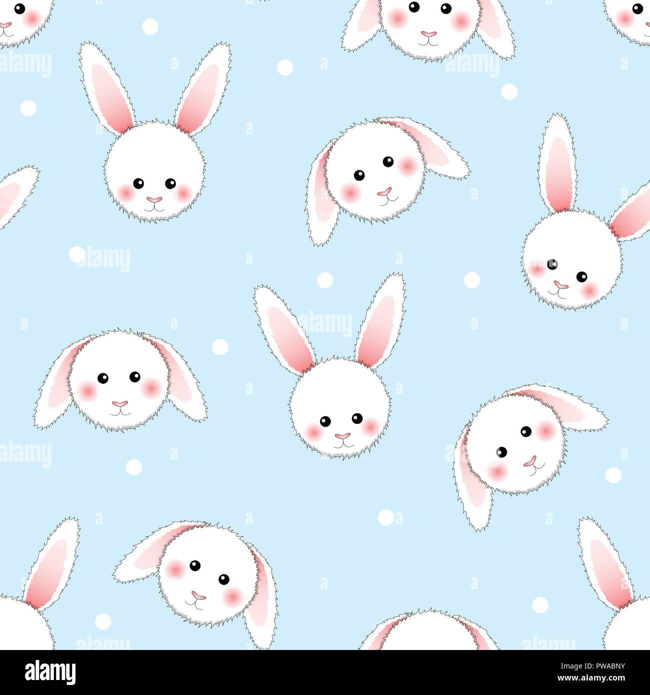 White Rabbit on Light Blue Background. Vector Illustration. Stock Vector