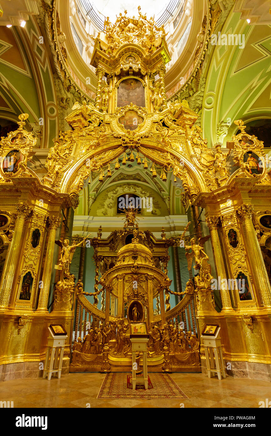 RUSSIA, SAINT PETERSBURG - July 08, 2017: Interior of the Peter and Paul Cathedral. Russian emperors are buried here. Stock Photo